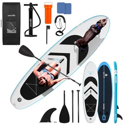 SereneLife SUP Gonfiabile XL, Tavola Sup Extra Larga per Adulti e Animali, Stand Up Paddle Board con Deck EVA Antiscivolo, Design Stabile, Accessori Premium, Capacità 200-220 kg SereneLife SUP Gonfiabile XL, Tavola Sup Extra Larga per Adulti e Animali, Stand Up Paddle Board con Deck EVA Antiscivolo, Design Stabile, Accessori Premium, Capacità 200-220 kg