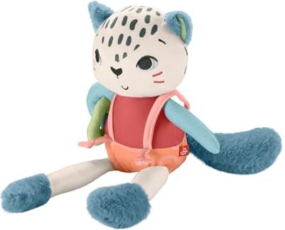 Fisher Price Amici del Pianeta Leopardino Scopri e Gioca, Morbido Peluche in Tessuto con Stivaletti, Realizzato con Il 95% di plastica Riciclata e imballaggio Certificato FSC, 3+ Mesi,