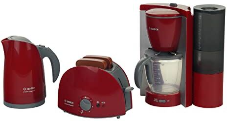 Klein Theo  9591 Set per la prima colazione   Set da cucina composto da tostapane, macchina per il caffè e bollitore   Giocattoli per bambini dai 3 anni in su