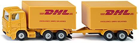 Siku , Camion DHL con rimorchio, Metallo e Plastica, Giallo, Portelloni posteriori apribili, Rimorchio rimovibile