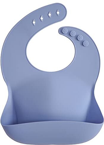 mushie Bavaglino Silicone   Bavaglino Impermeabile Regolabile   Facile da Pulire   4 Misure Regolabili con tasca Frontali Profonde   Senza BPA   articoli per neonati & bambini   Powder Blue