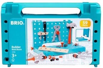 Brio BUILDER Banco da Lavoro per Bambini, Set Attrezzi con Piano da Lavoro, 59 Pezzi, EEtà 3+ Anni