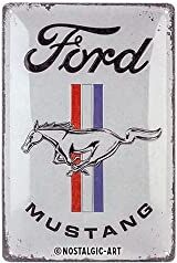 ART , Targhe Vintage, Ford Mustang Horse Logo – Idea regalo per accessori per auto, in metallo, Design retrò per decorazione, 20 x 30 cm