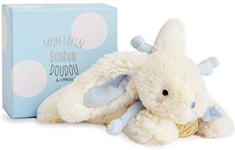 Doudou et Compagnie Doudou Coniglio Caramella Scatola regalo Blu 25 cm Dolce Idea regalo per la nascita di ragazza e ragazzo Garanzia Doudou perduto ‎