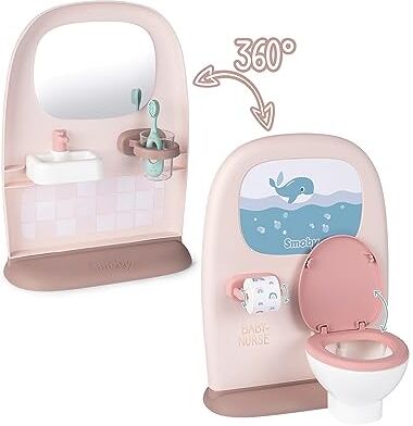 Smoby Baby Nurse Toilet, 3 Anni, 2 in Uno, WC e lavabo, Bambola Non Inclusa