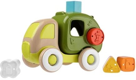 Chicco Recycling Lorry Eco+, Camioncino dei Rifiuti, Gioco Educativo Forme Incastro, 5 Formine, Per la Coordinazione Occhio-Mano, in Plastica riciclata, Made in Italy, Giochi Bambini 10 mesi -3 anni