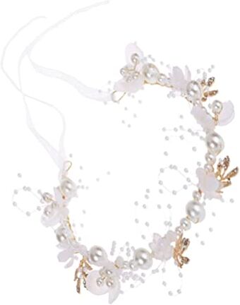 Abaodam Cerchietti Bambina Flower Girl Headpiece Wedding Girl Headdress Girl Princess Band Band Bambini Accessori per Accessori per (Bianco) Turbante