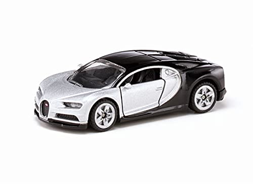 Siku , Auto sportiva Bugatti Chiron, Auto giocattolo per bambini, Metallo e Plastica, Argento e Nero, Portiere apribili