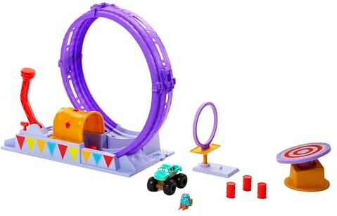 Mattel CARS Loop Acrobatico, playset con lanciatore e bersaglio mobile, include il Monster Truck Ivy, ispirato alla serie Disney Pixar Cars On the Road, giocattolo per bambini, 4+ anni,