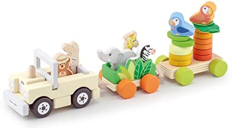 Trudi John Adams , Sevi Safari Train Playset: Christmas, baby shower, birthday or Christening gift for kids, Wooden Toys , Ages 2+