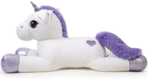 Yeqivo Giocattoli di Unicorno Gigante Peluche Animali di Peluche di Unicorno Viola Grande Arcobaleno Unicorn Plush （Bianco puro,80CM