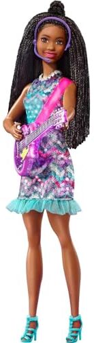 Barbie Grande Città, Grandi Sogni Bambola Brooklyn Afroamericana Mora con Trecce Alta 29.21 cm, Canta con Microfono e Chitarra e Tanti Accessori, Giocattolo per Bambini 3+Anni,