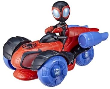 Marvel Hasbro Spidey e i Suoi Fantastici Amici, Veicolo Techno-Racer con Tecnologia Glow Tech, Giocattolo per età prescolare con luci e Suoni, dai 3 Anni in su