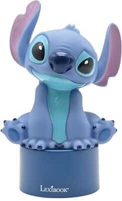 Lexibook , Disney Stitch, Notturna con Altoparlante, Cambiamento di Colore, Luce soffusa, Funzionamento a Batteria, Blu,