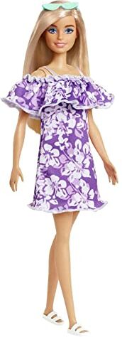 Barbie Loves The Ocean- Bambola in Plastica Riciclata Bionda con Vestito a Fiori e Accessori, Giocattolo per Bambini 3+ Anni,