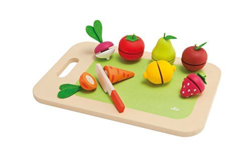 Trudi John Adams , Sevi Chopping Board Fruit & Vegetables Playset: Christmas, baby shower, birthday or Christening gift for kids, Wooden & Kids Roleplay Toys, Ages 3+