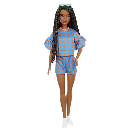 Barbie Bambola Fashionista Afroamericana Mora con Treccine, Vestiti alla Moda e Accessori, Giocattolo per Bambini 3 + Anni,
