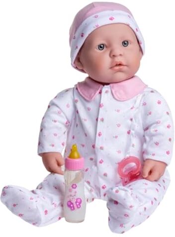 JC TOYS Bambola La Baby da 51 cm ha corpo morbido e lavabile, biberon magico e ciuccio rosa, progettato in Spagna, 2 anni