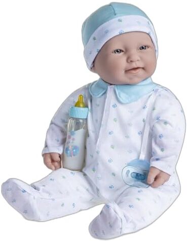 JC TOYS Bambola La Baby da 51 cm ha corpo morbido e lavabile, biberon magico e ciuccio blu, progettato in Spagna, 2 anni