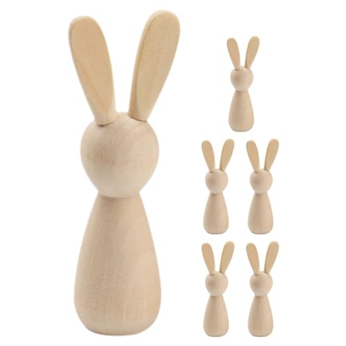 SEWACC Bambole Coniglietto Di Legno Non Finite Bambole Fai Da Te Con Peg Di Pasqua Figurine Di Coniglio Figure Di Animali In Bianco Naturale Giocattoli Graffiti Per L'artigianato