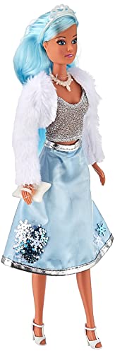 Simba Steffi Love Ice Glam  Bambola moderna con giacca di pelliccia e gonna a doppio strato con fiocchi di neve, con accessori