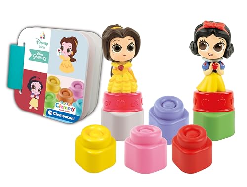 Clementoni Soft Clemmy Disney Snow White & Belle Playset Costruzioni Prima Infanzia, Mattoncini Morbidi, Blocchi Bambini 6 Mesi, Gioco Sensoriale, Impilabili, Lavabili, Made in Italy