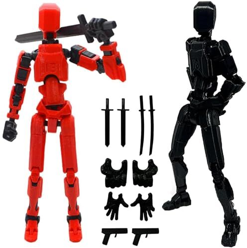 HNIEHEDT Figura T13, Titani 3D, Figura d'azione Titan 13, Figura d'azione T13, Robot mobile multi-snodato con manichino stampato in 3D Azione Lucky 13 (black+red)