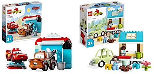 Lego 10996 DUPLO   Disney PixarCars Divertimento all’Autolavaggio con Saetta McQueen e Cricchetto & 10986 DUPLO Town Casa su Ruote, Set da Campeggio con Mattoncini Grandi e Figure