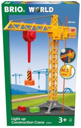 Brio World Grande Gru da Costruzione con Luci,  World Ferrovie, Giochi per Bambini, Età Raccomandata 3+ Anni, Compatibile con Tutti i Prodotti