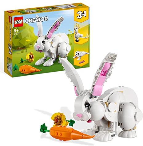 Lego Creator Coniglio Bianco, Set di Costruzioni, Animali Giocattolo per Bambini da 8 Anni in su con Coniglietto, Foca e Pappagallo, Giochi 3 in 1 in Mattoncini