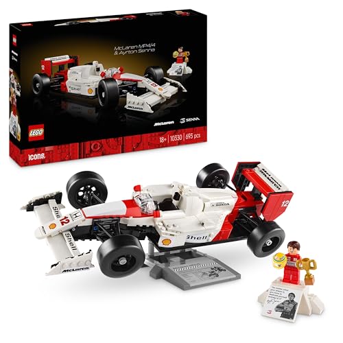 Lego Icons McLaren MP4/4 e Ayrton Senna, Modellino da Costruire di Auto da Corsa con Minifigure, Replica Iconica Monoposto F1, Hobby Creativo per Adulti, Regalo per Lui, Lei, Marito o Moglie