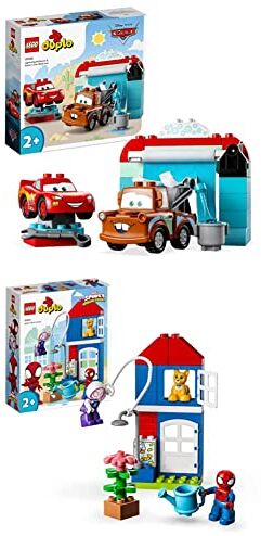 Lego 10996 DUPLO   Disney PixarCars Divertimento all’Autolavaggio con Saetta McQueen e Cricchetto, dai 2 anni & 10995 DUPLO Marvel La Casa di Spider-Man