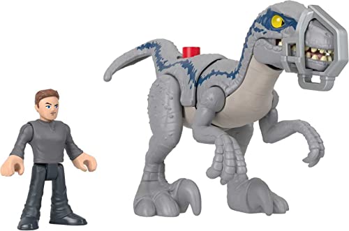 Fisher Price , Imaginext, Jurassic World Dominion, Blue in Fuga, Set di Dinosauri Giocattolo con Blue e Owen Grady per Gioco di finzione, Giocattolo per Bambini 3+ Anni,