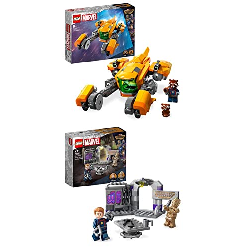 Lego 76254 Marvel Astronave di Baby Rocket, Giocattolo da Costruire del Supereroe dei Guardiani & 76253 Marvel Quartier Generale dei Guardiani della Galassia Volume 3 con Minifigure