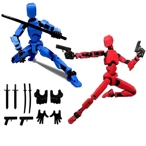 HNIEHEDT Figura T13, Titani 3D, Figura d'azione Titan 13, Figura d'azione T13, Robot mobile multi-snodato con manichino stampato in 3D Azione Lucky 13 (blue+red)