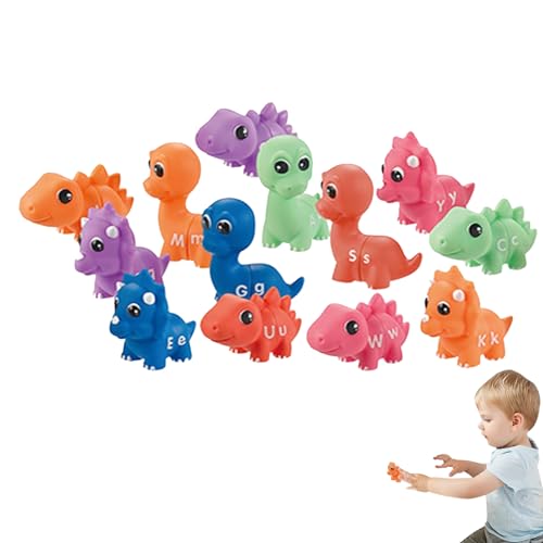 Anulely Dinosauri dell'alfabeto,Giocattoli per l'apprendimento dell'alfabeto   Dinosauri educativi abbinati, giocattoli per la motricità fine di 26 pezzi per bambini, giocattoli per contare e