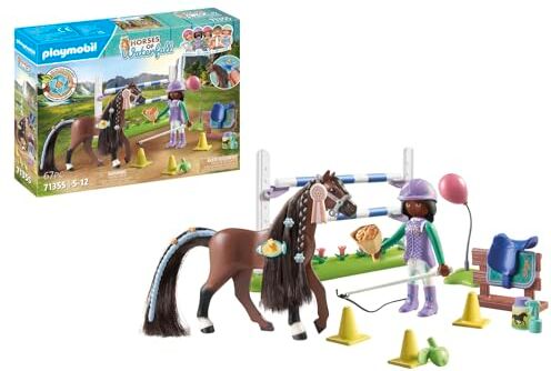 Playmobil Horses of Waterfall  Percorso a ostacoli per torneo, allenamento per il campionato con ricompense, giochi di ruolo divertenti, giocattolo sostenibile per bambini dai 5 anni in su