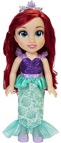 Disney Bambola Principessa Ariel 38 cm con bellissimi occhi scintillanti, abito scarpette e tiara, bambine dai 3 anni in su