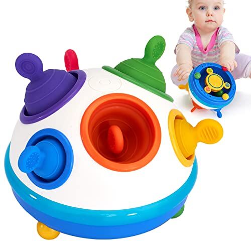 hahaland Giochi Sensoriali Montessori 1 Anno, Silicone Cubi Fidget attività Pop Fidget Tira la Corda Spinner, Regalo Bambino