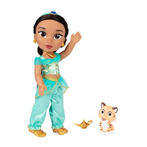 Disney Princess bambola 38cm La mia amica Jasmine cantante e Raja. Canta in italiano! Con abito, scarpette, accessori.