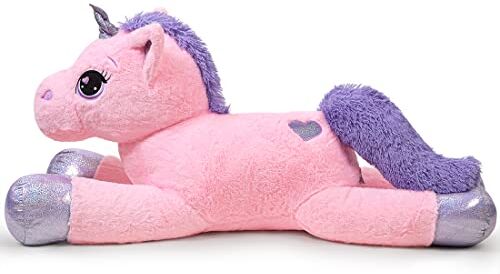 Yeqivo Giocattoli di Unicorno Gigante Peluche Animali di Peluche di Unicorno Viola Grande Arcobaleno Unicorn Plush （Rosa puro,80CM