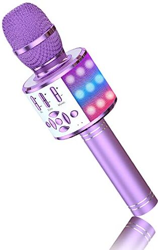 BONAOK Microfono Bluetooth Karaoke Bambini, Portatile Microfono Che Cambia la Voce con Altoparlante, Microfono Karaoke Bluetooth Wireless per la Festa in Casa(Light Viola)