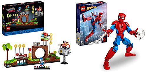 Lego 21331 Ideas Sonic the Hedgehog Green Hill Zone, Modello da Costruire & 76226 Marvel Personaggio di Spider-Man, Set con Action Figure Snodabile, Film Supereroi