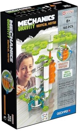 Geomag Mechanics Gravity Vertical Motor Educational and Creative Game for Children Magnetic Building Blocks, Vertical Motors with Magnetic Blocks, Recycled Plastic Set of 183 Pieces