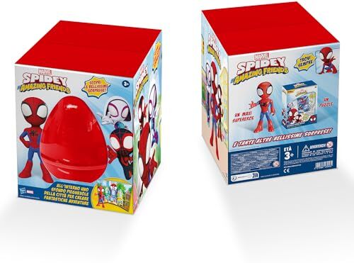 Hasbro Sorpresovo Spidey e i Suoi Fantastici Amici 2024 Uovo con sorprese, Include Personaggi e Sfondo Pieghevole a Tema Spidey, dai 3 Anni in su