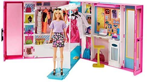 Barbie The Closet of Dreams con Bambola bionda Specchio Oltre 25 Abiti e Accessori Malibu 60 cm Regalo per Bambini dai 3 Anni in su