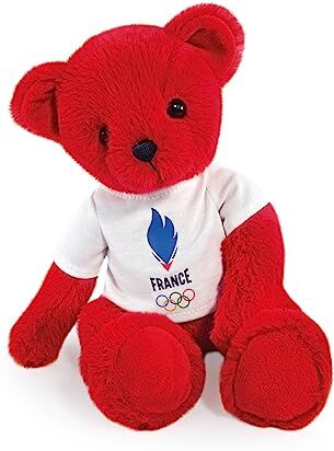 Doudou et Compagnie Licenza JO Paris 2024 Giochi Olimpici e Paralimpico-Orso Team DE France-Rouge, , 30 cm