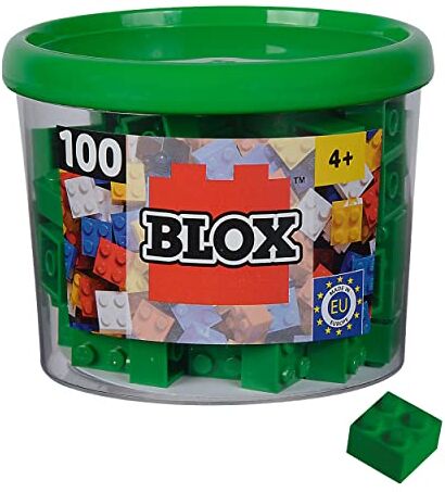 Simba Bausteine Blox, 100 mattoncini verdi per bambini dai 3 anni in su, confezione da 4 pezzi, di alta qualità, completamente compatibili con molti altri produttori, Verde