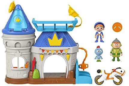 Fisher Price - The Knight Playset Kingdom Castle con Gus Mini-Maxi Cavaliere Snodato, Giocattolo per Bambini 3+ Anni, Colore ‎Multicolore,