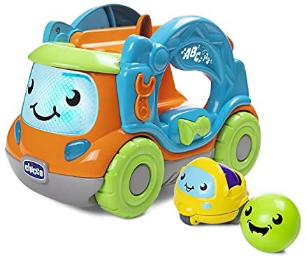 Chicco Raimondo il Camion Giramondo, Centro Attività per Bambini Elettronico e Parlante con Mini Veicoli Turbo Ball e Palline, con Attività Manuali, Luci e Suoni, Giochi Bambini 1 Anno, 4 Anni